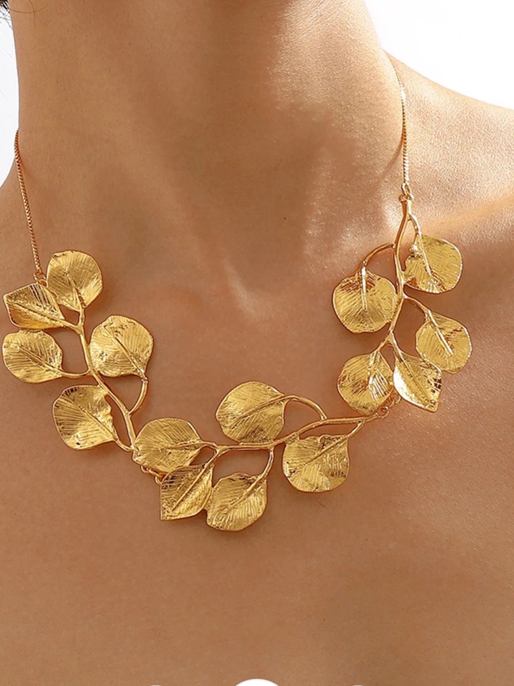 Gold Leaf Statement Necklace - Women Jewelry